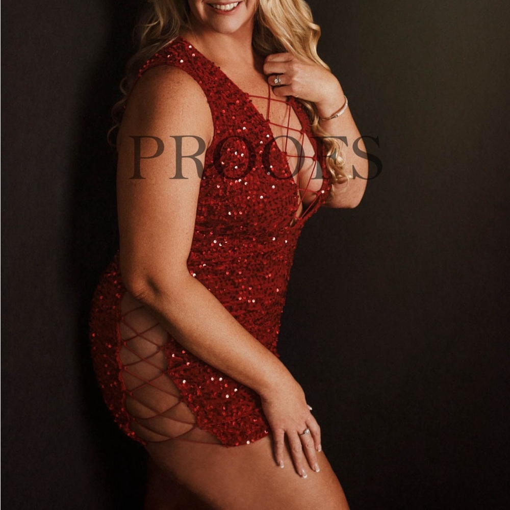 Fashion Nova Sparkling Crimson Mini Dress